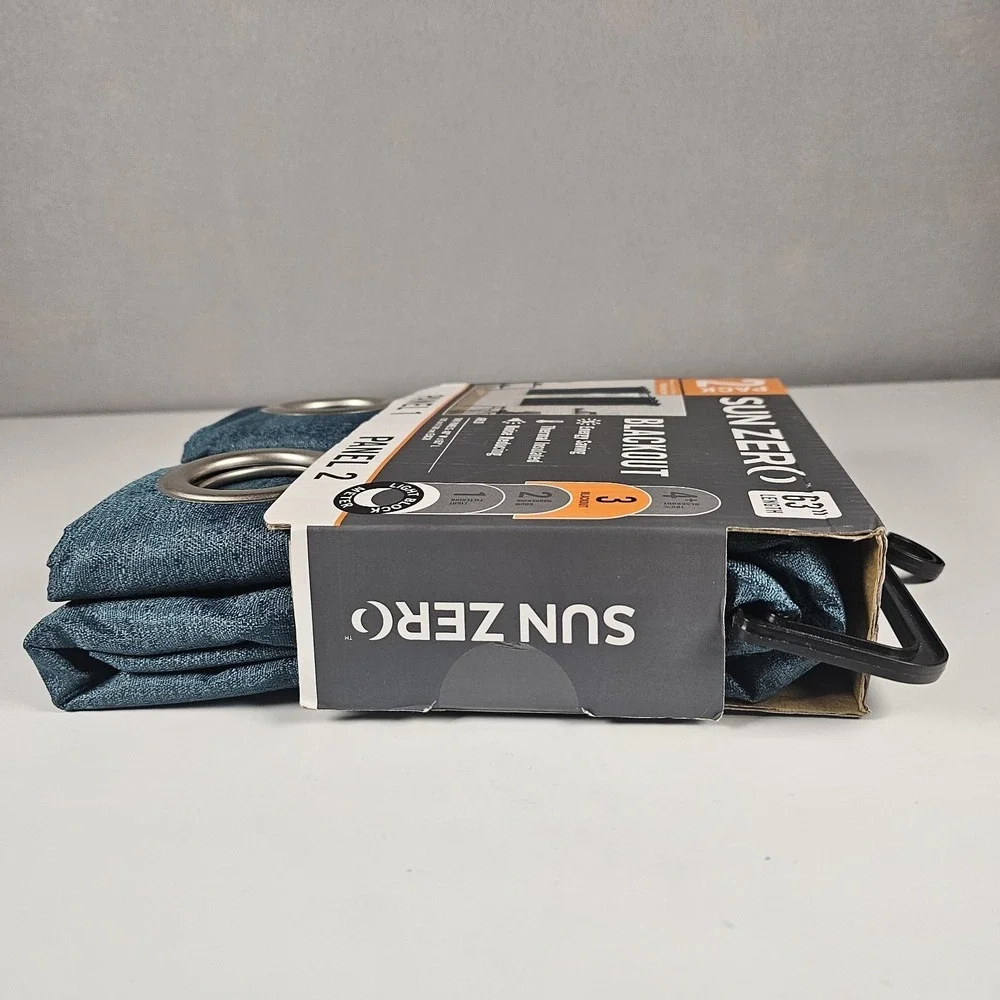 Sun Zero Arlo Blackout Curtain Panels‎ Teal 40x63 2 Pack Thermal Insulated